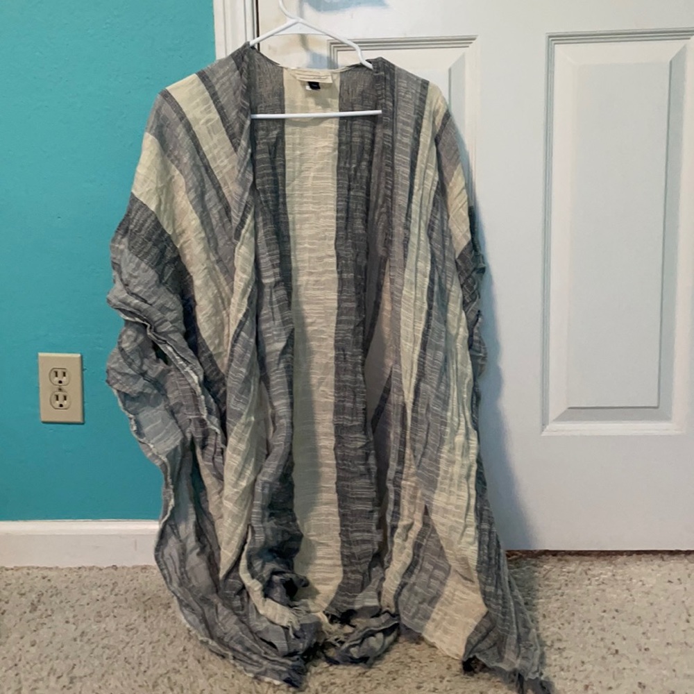 White and blue cardigan